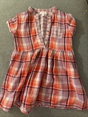 5/$15- Cat & Jack Girls' Pink Orange Plaid Cotton Dress